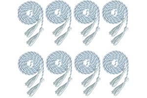 CIDENBIO Cords for Graduation 2025 Honor Cords Bulk 8PCS Grad Rope Light Blue and White Grad Cord 67" Long Braided Cord Blue and White Graduation Accessories Honor Ropes for Decorations Bachelor Gown
