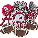 JEFUZH 9PCS Football Iron on Patches, Alabama Iron on Patches for Jeans, T-Shirts, Backpacks, Hats and More(White-1)