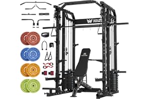 Major Fitness Drone2 Advanced Training Smith Machines– All-in-One Home Gym Squat Rack with Aluminum Pulley Set , Weight Bar, Dual LAT Pull-Down Systems & Cable Crossover Machine for Full-Body Workouts