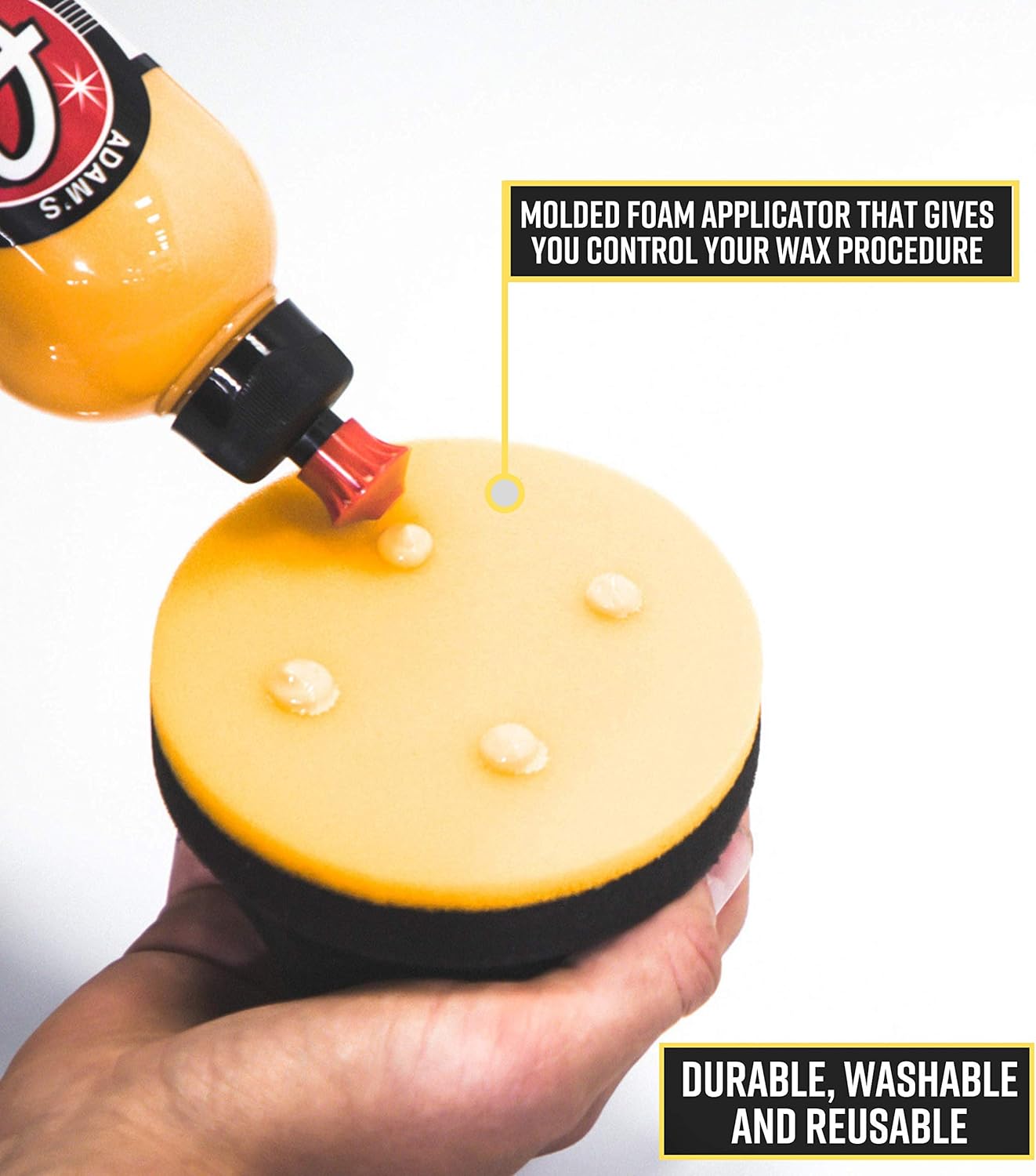 Adam's Yellow Hex Grip Car Wax Foam Applicator - Car Detailing Tool for Waxing Kit Glaze Sealant Liquid Paste Wax Ceramic Coating | Paint & Auto Part Accessories | Car Wash Kit Cleaning Supplies: Automotive