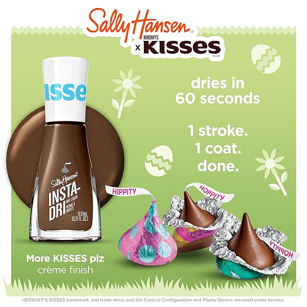 SALLY HANSEN INSTA-DRI X HERSHEY’S KISSES, MORE KISSES PLZ, QUICK DRY, LONG LASTING, OPAQUE, CREME BROWN NAIL POLISH