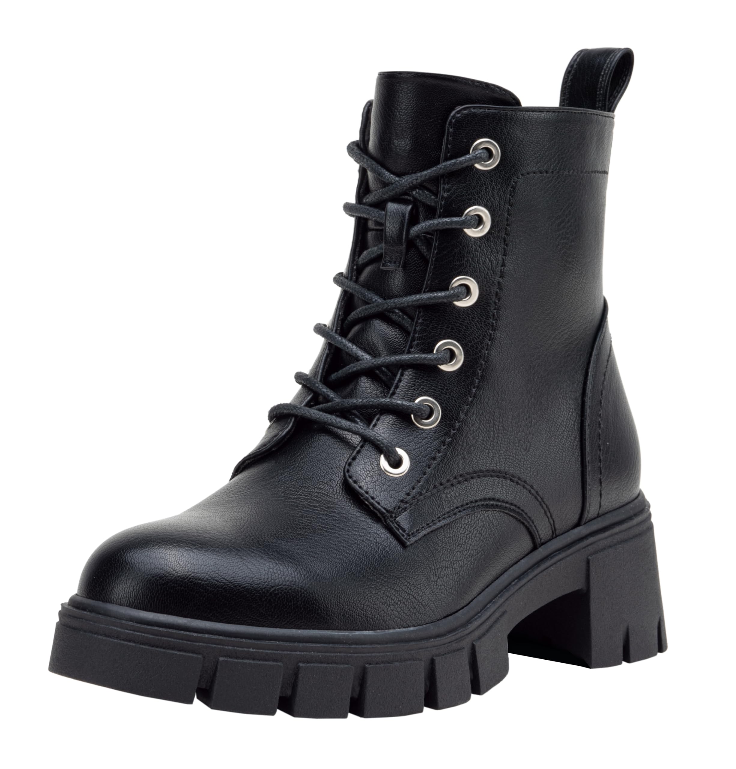 Photo 1 of Vepose Women's 9626 Combat Ankle Boots, Lace-up Platform Chunky Heel Booties with Side Zipper, Black, Size 10 US(CJY9626 Black 10)