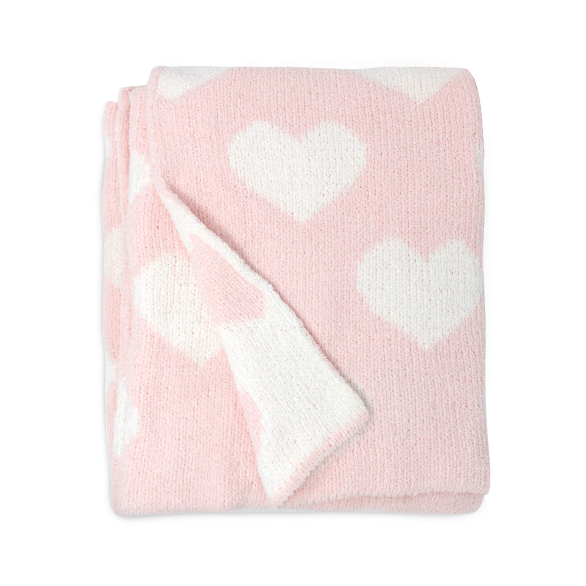 Photo 1 of Living Textiles Pink Hearts Chenille Soft Baby Blanket Reversible Premium Cozy Fabric for Best Comfort - for Infant,Toddler,Newborn,Nursery,Girl,Throw,Crib,Stroller,Gift, Pink Hearts 40x30