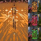 for Women Solar Wind Chimes Hummingbird Outside Lights Hanging Decor Outdoor Sympathy Wind Chimes for Garden Patio (1 Light with 3 Colors Cycle - Hummingbird)