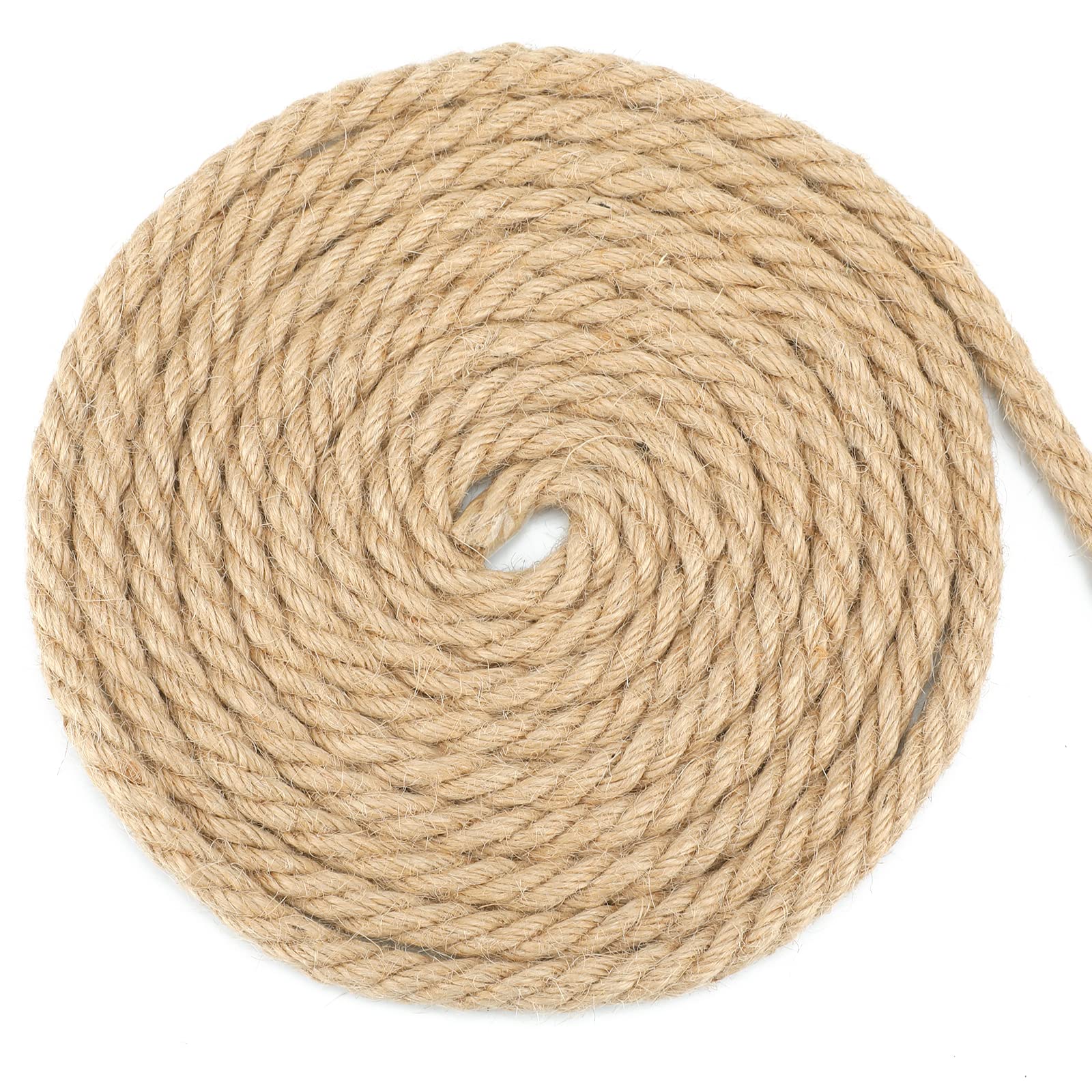 G2PLUS 10mm Jute Hemp Rope, 4-Ply Natural Thick Rope, 10M Strong Craft Twine for Gardening Bundling Camping Decorating