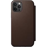 Nomad Rugged Folio Wallet Phone Case for iPhone 12 Pro - MagSafe Compatible, 10ft. Drop Protection, Horween Leather - Rustic Brown