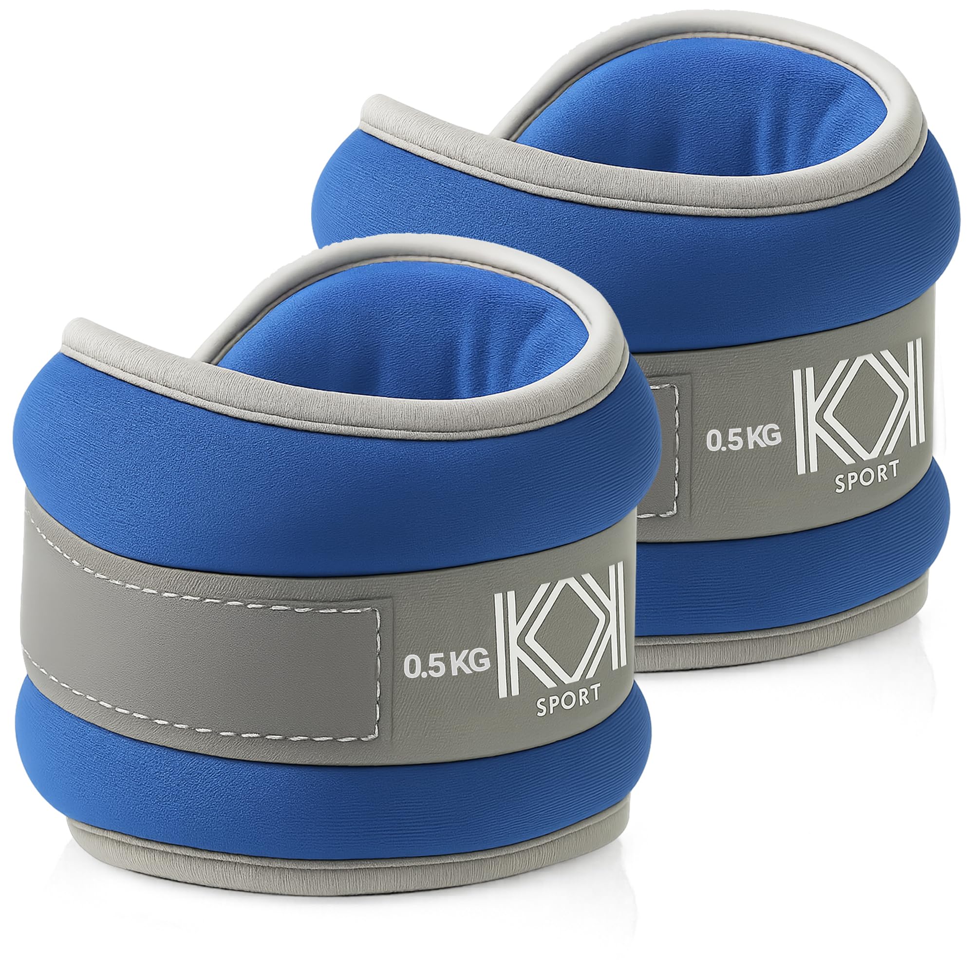 KK Neoprene Ankle Straps Pair - Adjustable Straps for Ankle - 0.5 KG Blue Leg Weights Pair for Exercise - Adjustable Straps with Neoprene Padding for Walk, Running, Workout, Gymnastics, and Training