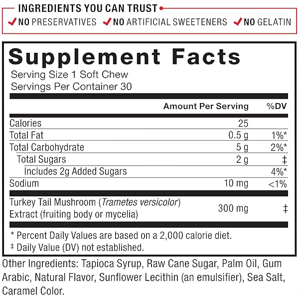 FORCE FACTOR MODERN MUSHROOMS SOFT CHEWS, TURKEY TAIL MUSHROOM SUPPLEMENT TO SUPPORT IMMUNITY, DIGESTIVE HEALTH, AND VITALITY, ANTIOXIDANTS SUPPLEMENT, DELICIOUS S’MORES FLAVOR, 30 SOFT CHEWS
