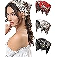 AWAYTR 3pcs Hair Bandana for Women Girls Hair Scarf Headband Bandana Double Layer Triangle Head Kerchief Boho Hair Band