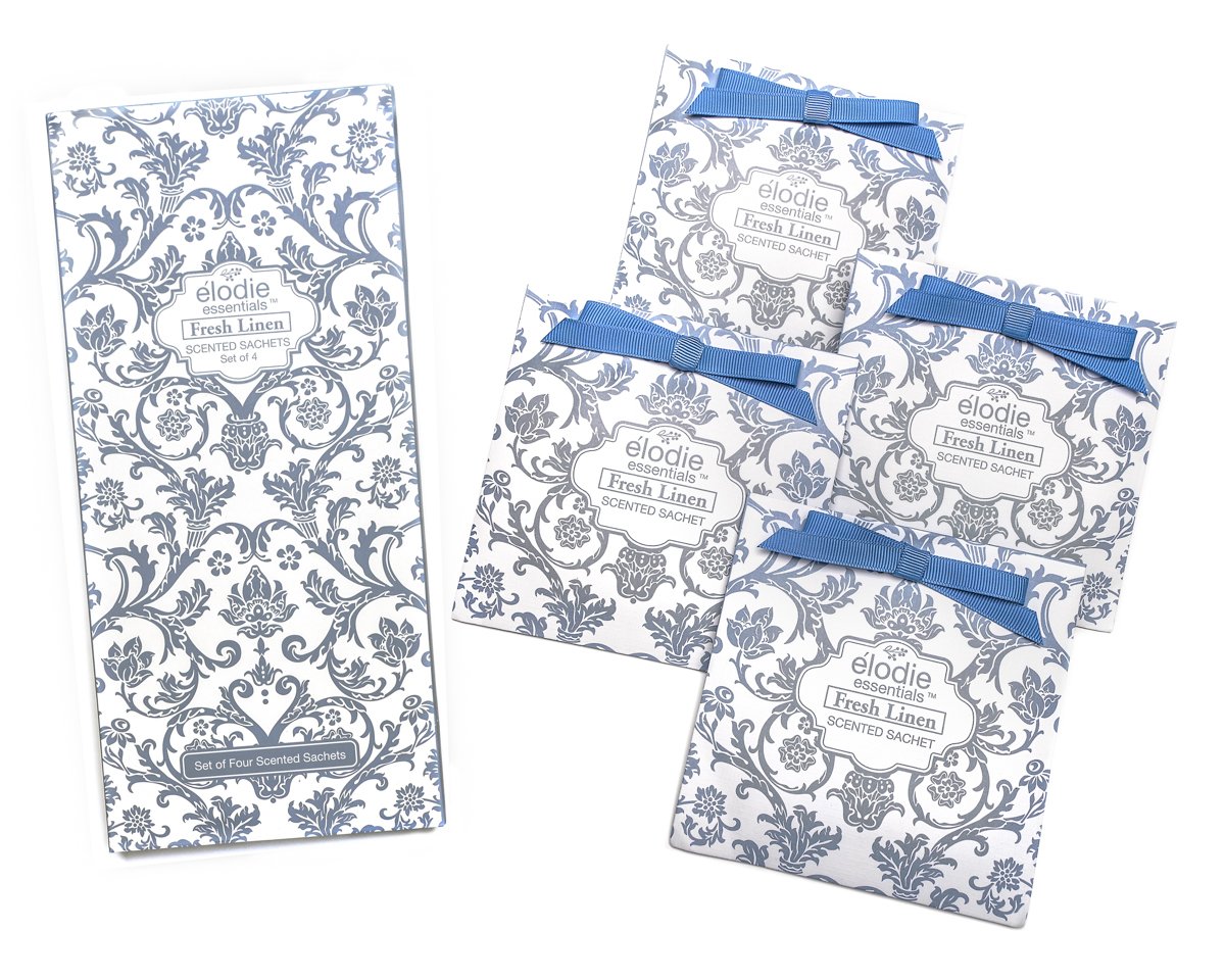 Fresh Linen Scented Sachets Gift Boxed for Drawers and Closets Set of 4