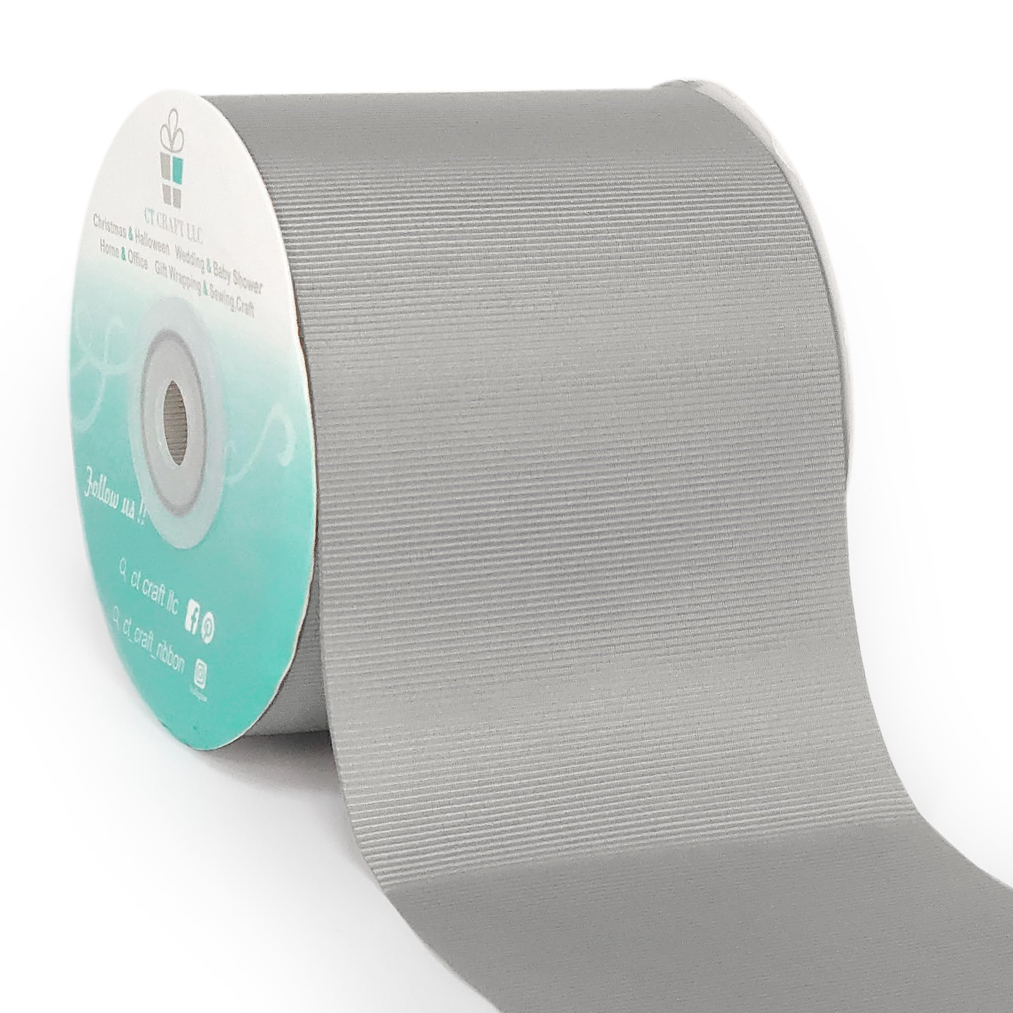 Photo 1 of CT CRAFT LLC Grosgrain Solid Fabric Ribbon 3 Inch x 25 Yds Dark Grey for Christmas Home Decor Gift Wrapping DIY Crafts Hair Bow Scrapbook