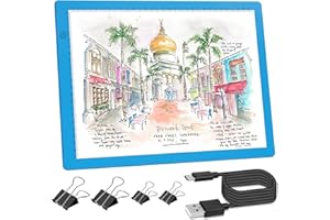 Comzler A4 Tracing LED Board, USB Power Artcraft Light Table for Tracing, 3 Level Dimmable Brightness Drawing Light Box, Sketch Light Pad for Animation, Sketching, Stenciling, Artists - Blue