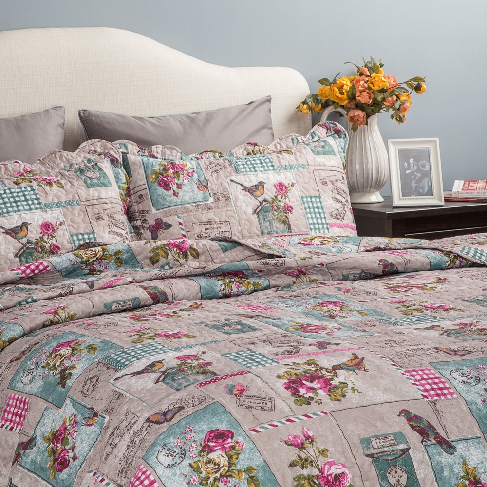 Printed Quilt Coverlet Set Bedspread Full/Queen Size (86\