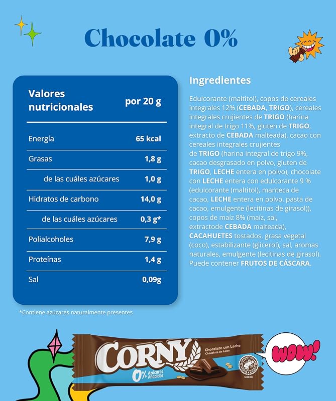 Barras de Cereais 0% Chocolate ao Leite, 10x6x20 g