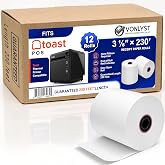 Vonlyst Thermal Printer Paper Roll for Toast TP200 Receipt Printer Point of Sale (12 rolls)