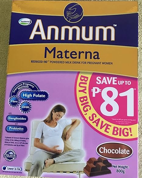 Amazon Com Fonterra Anmum Materna Leche En Polvo Reducida Grasa Para Mujer Embarazada Con Sabor A Chocolate 28 22 Oz Health Personal Care