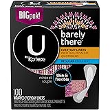 U by Kotex Barely There Liners, Light Absorbency, Unscented, 100 Count