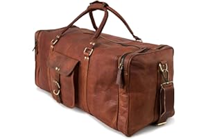 Berliner Bags Vintage Leather Duffle Bag New York for Travel or the Gym, Overnight Bag for Men and Women (Brown XL)