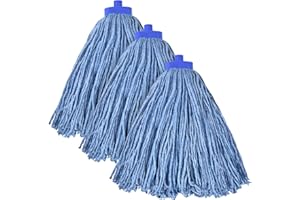 MATTHEW CLEANING PRODUCTS Matthew Cleaning Screw-on Heavy Duty Cotton Wet Mop Replacement Heads(Blue, Medium,3Pack) for Residential & Commercial Floor Cleaning Use- Fit Standard American Screw