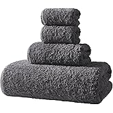 REDKISS Ultra-Plush Bath Towel Set - 900GSM Premium Thick Cotton for Bathroom & Spa, Super Absorbent Quick-Dry Bath Sheets with No Shedding (4-Piece Set for Luxury Hotel & Home Use)-Smoky Grey