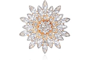 GYRMMUE Rhinestone Sunflower Brooch Pin Red Pink Flower Brooch Stylish Crystal Brooch Elegant Clothing Hat Bag Accessories Jewerly for Women