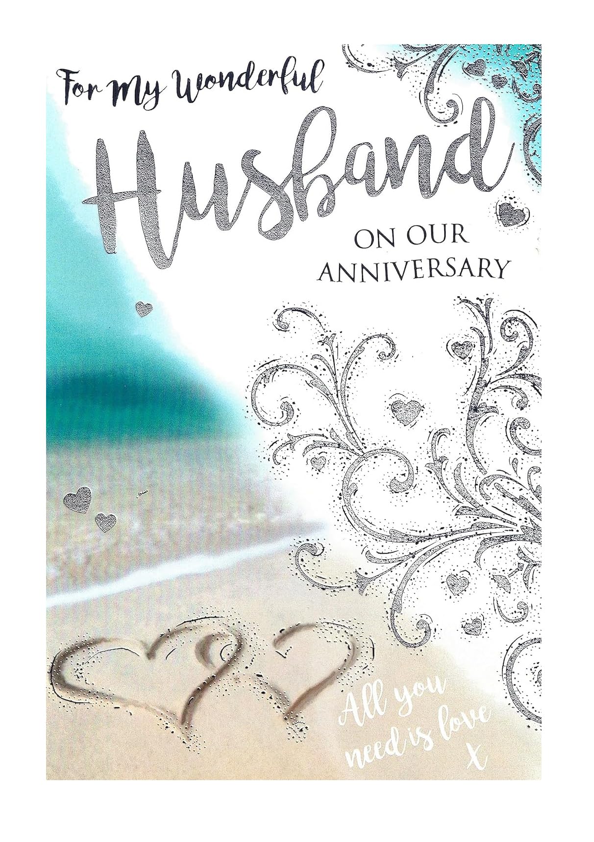 For My Wonderful Husband Anniversary Card - Size 6" X 9"