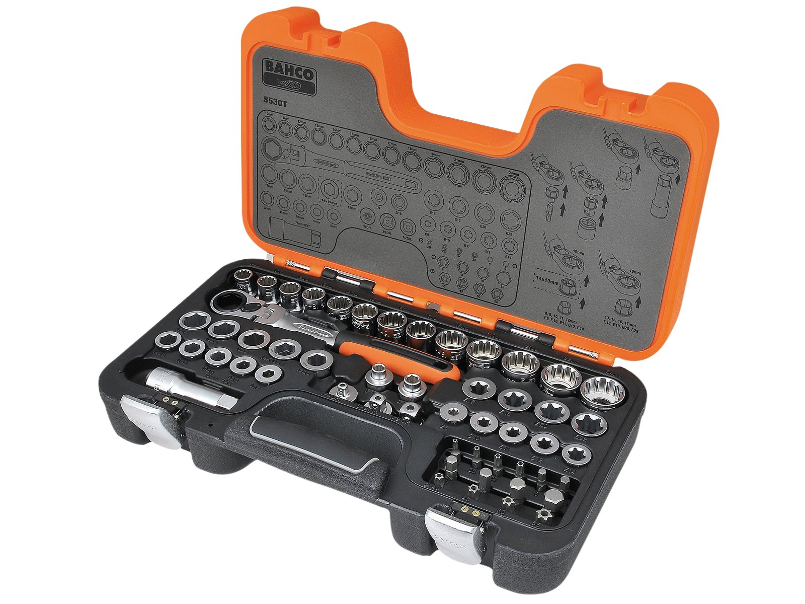 Bahco S530T 53 Piece Pass-Through/Go Thru Multi-Drive Metric Ratchet Socket Set