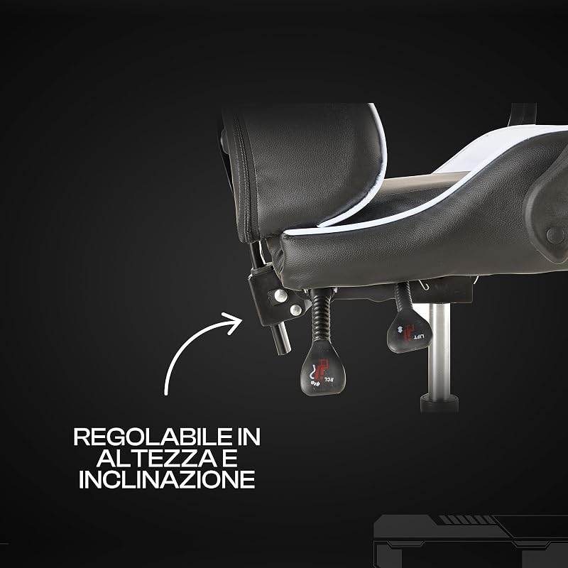 Sedia da Gaming, Sedia Ufficio Ergonomica con Schienale Regolabile, Poggiatesta e Supporto Lombare, Bianco
