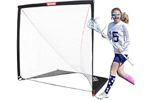 NET PLAYZ 6 x 6 x 6 Feet Lacrosse Goal Fast Install, Fiberglass Frme, Lightweight, Foldable, Portable, Carry Bag Included, Black