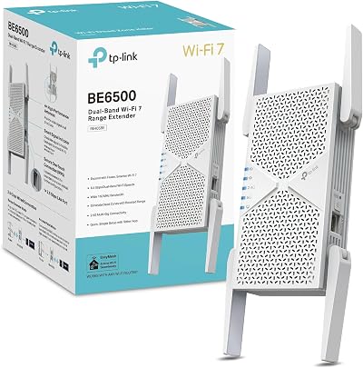 TP-Link RE405BE BE6500 Dual Band Wi-Fi 7 Extender 2.5 Gbps Port Easy Setup