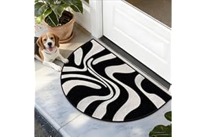 NYZE Floral Half Round Rug for Entryway, 24x36 Inch Washable Kitchen Rug Ultra-Thin Soft, Non-Slip Semi Circle Indoor Door Ma