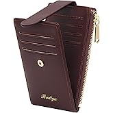 Badiya Slim Women Wallet RFID Blocking Bifold Compact 9 Card Slots Holder Wallets Soft Leather with Zipper Coin Pocket 2 ID Window