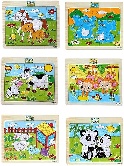 Tickles Wooden Animal 20 Pieces Puzzles for Kids (Set of 6 and Design May Vary 2 yrs Plus