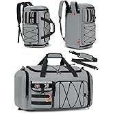 SDYSM Gym Bag for Men 45L Sports Duffel Bags 3-in-1 Travel Duffel Bag with Shoe Compartment, Gym Workout Backpack Carry On Weekender Bag Overnight Bag for Travel, Grey