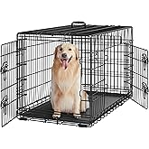 Yaheetech 42 inch Double Door Dog Crate w/Divider for Puppy, Collapsible Metal Dog Kennel with Removable Tray, Portable Trave
