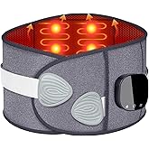 Cordless Heating Pad with Massager for Lower Back Pain Relief, Portable 65" Wearable Wrap 3 Vibration & 3 Heat Levels for Period Cramps Relief, Gifts for Women Men Mom Dad Home Office Use