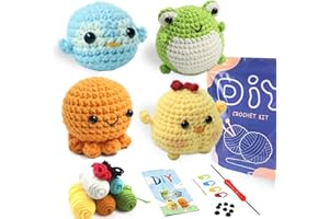 YAMAXIN Crochet Kit for Beginners Animal Easy Learn to Starter Knitting Kit and Yarn Craft Kits for Adults DIY with Step-by-S