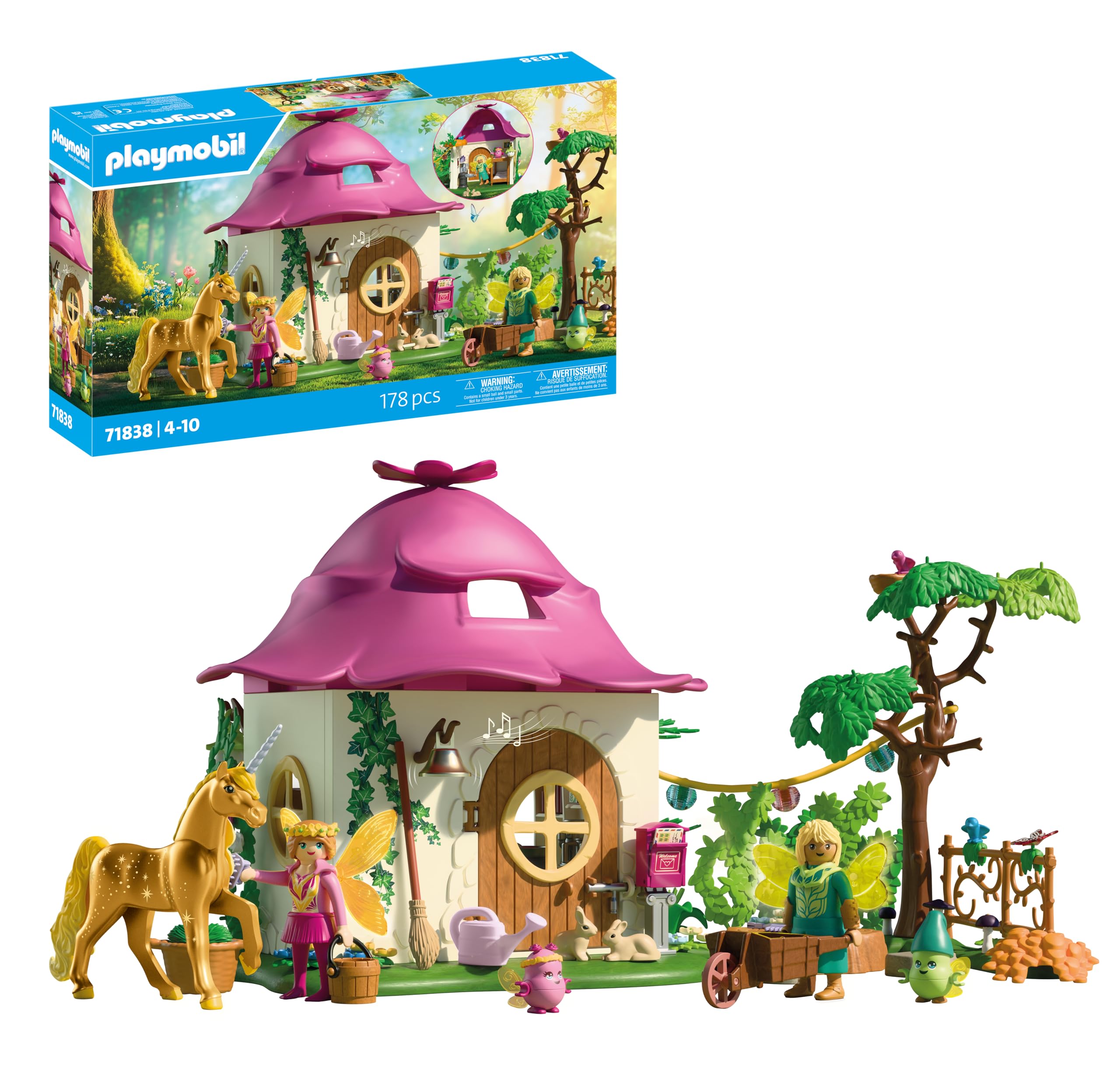 PLAYMOBIL Fairy Home with Golden Unicorn and Stable Set da gioco con statuine