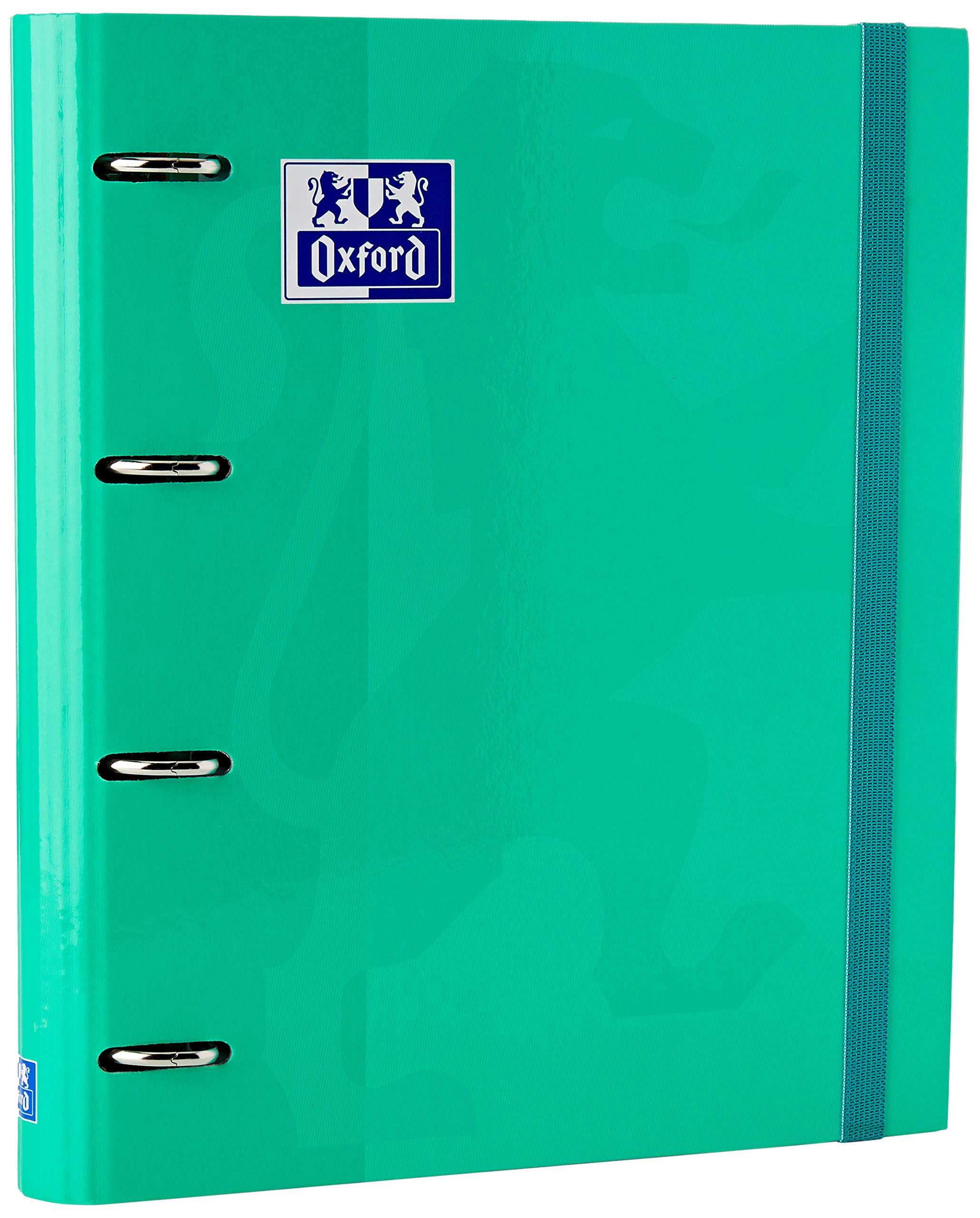 Oxford, 4 Ring Binder A4+ with Refill and Rubber, Hard Cover, 80 Sheets, 5 x 5 Squares, Ice Mint Colour
