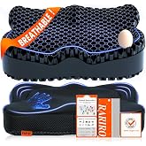 Breathable Honeycomb Gel Seat Cushion, Pressure Relief Cushion Long Sitting | Office Chair Pad, Car, Wheelchair, Home, Ergonomic Seat Cushion, Thickened 16.9*14.5*2.75in, Black