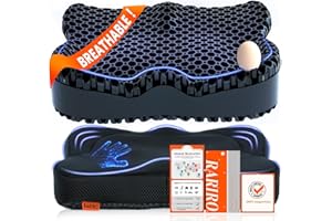RARIRO Thickened Gel Seat Cushion, Egg Gel Chair Pads for Wheelchair Pressure Coccyx Sciatica Pain Relief, Cooling Desk Seat Cushion for Kayak, Car, Office Chair Long Sitting[Black-2.75"]