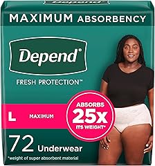 Depend Fresh Protection Adult Incontinence & Postpartum Bladder Leak Underwear for Women, Disposable, Maximum, Large, Blush, 
