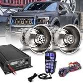Emergency Police Car Pa System Kit, 400W Multi‑Tone Car Alarm Horn PA Speaker with Handheld Mic, Siren Speaker for Firefighter Ambulance Vehicles Truck SUV ATV UTV