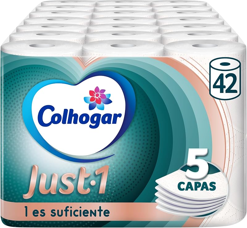 Just 1 x 42 Toilettenpapier, extra saugfähig, Packung mit 6 Rollen, 5-lagiges Toilettenpapier, ultraweich für maximalen Komfort, Weiß (7 x 6)