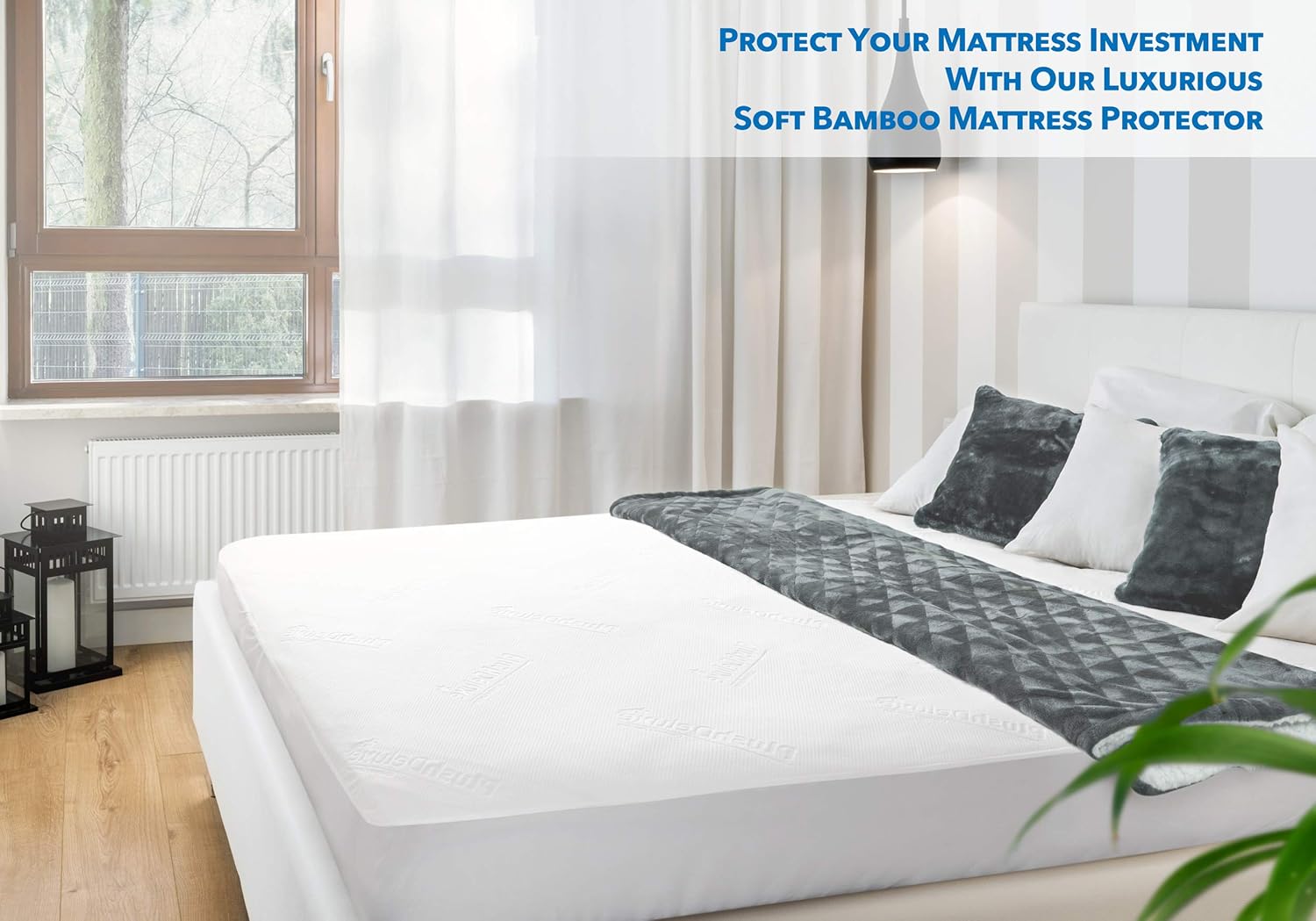 PlushDeluxe Premium Bamboo Mattress Protector – Waterproof, Hypoallergenic & Ultra Soft Breathable Bed Mattress Cover for Maximum Comfort & Protection - PVC, Phthalate (King Size): Home & Kitchen