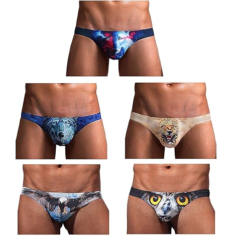 Arjen Kroos 3D Tiere Druck String Herren Jockstrap Tanga sexy Unterwäsche Männer Slips Thong T Back G-String Dessous Reizwäsc