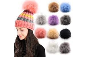 Etomiel 6 Inch Large Faux Fur Pompoms, 10 Pcs Pompoms for Hats with Elastic Loop for DIY Crafts, Removable Knitting Accessories poms for Beanies Keychain Scarves Bags (Mixed Colors)