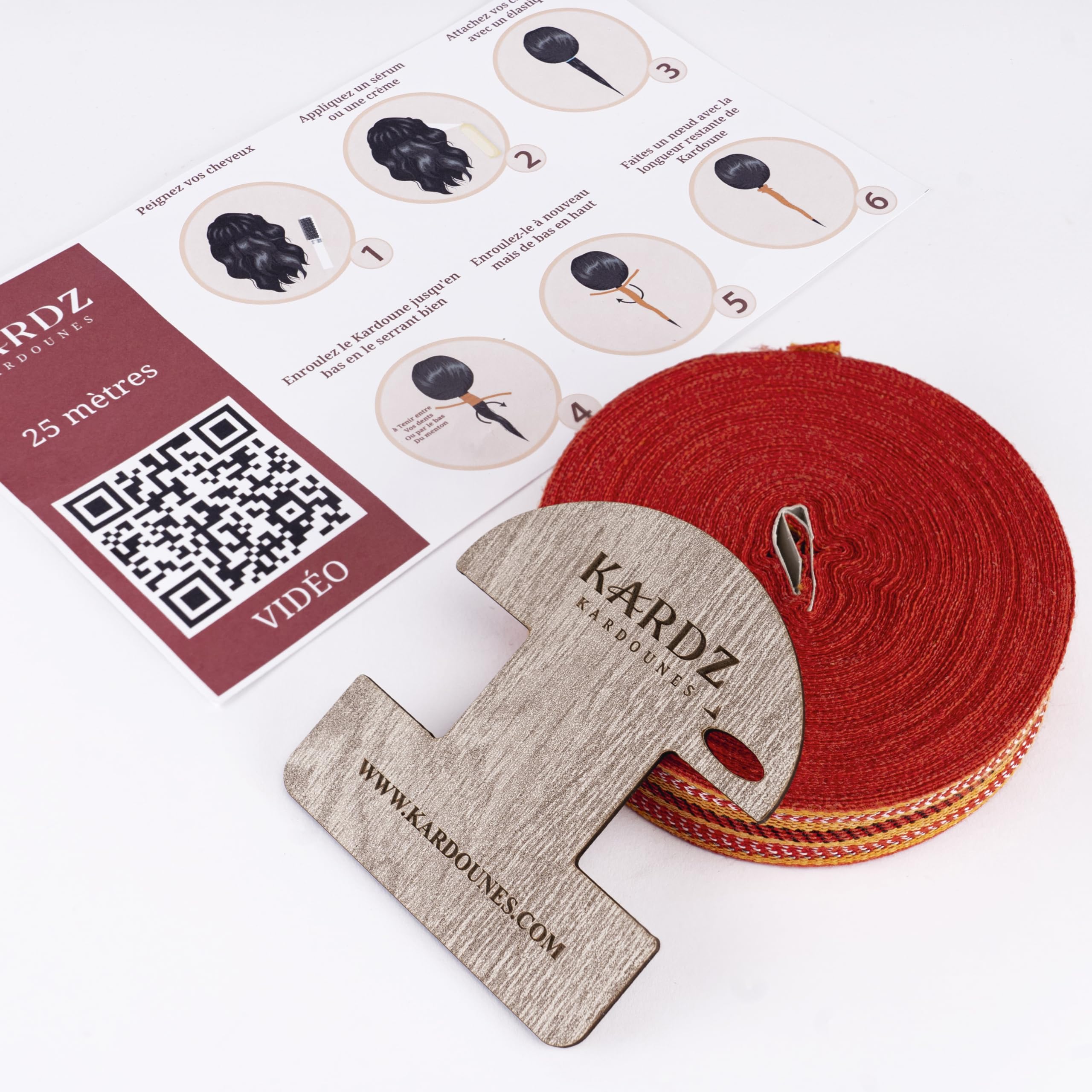 [25 m Roll] Authentic Traditional KARDZ Kardoune with Winder and User Manual – Natural Hair Straightener – Made in Algeria