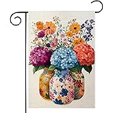 Spring Summer Colorful Floral Mason Jar Garden Flag 12x18 Inch Double Sided Hydrangea Flower Yard Outdoor Flag House Holiday Outside Decoration