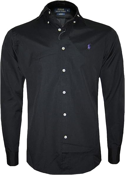 camisas manga larga negra para hombre